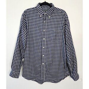 Brooks Brothers Men's Lg Blue & White Checkered Supima Cotton Buttondown Shirt